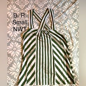 Banana Republic canopy green striped top, straps cross in the back, New